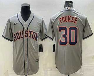 Men%27s Houston Astros #30 Kyle Tucker Grey Stitched MLB Cool Base Nike Jersey->houston astros->MLB Jersey